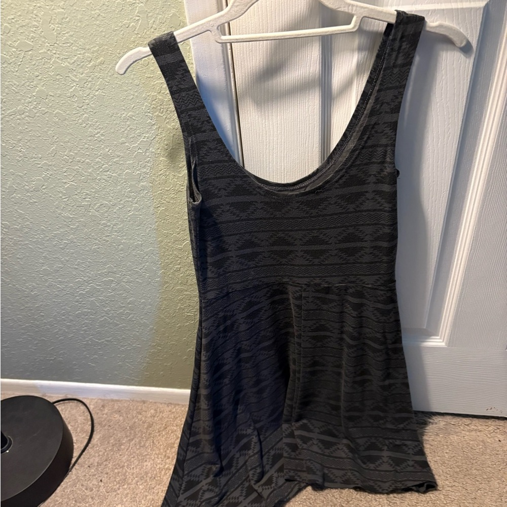 Women's Black and grey geometric print tank top dress